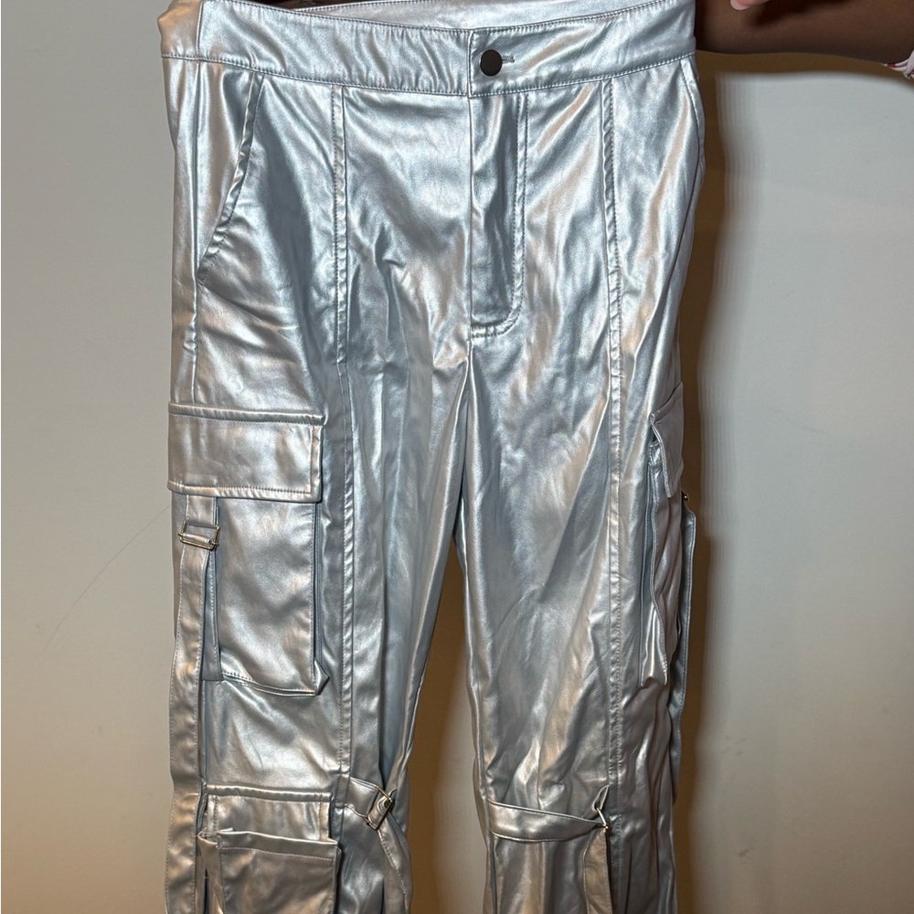 Fashion Nova Silver Cargo Pants